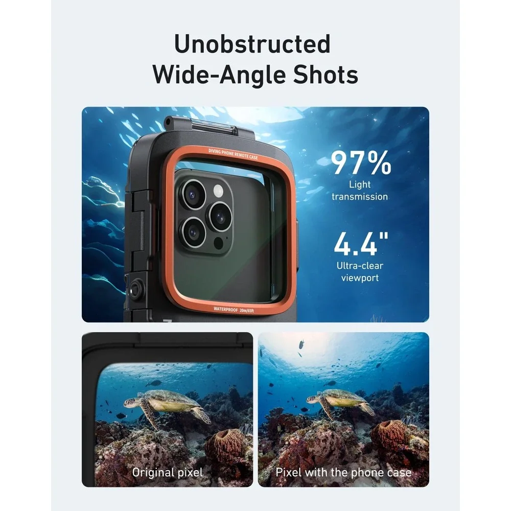 TELESIN Diving Phone Case Waterproof 65ft Underwater Remote Bluetooth Control